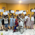Elite d'Or young language class students group photo with little Spiderman Dellys Algeria (3)