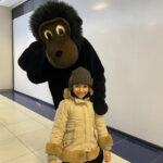 Young Ichoak with the bear mascot at Park Mall shopping center in Setif Algeria